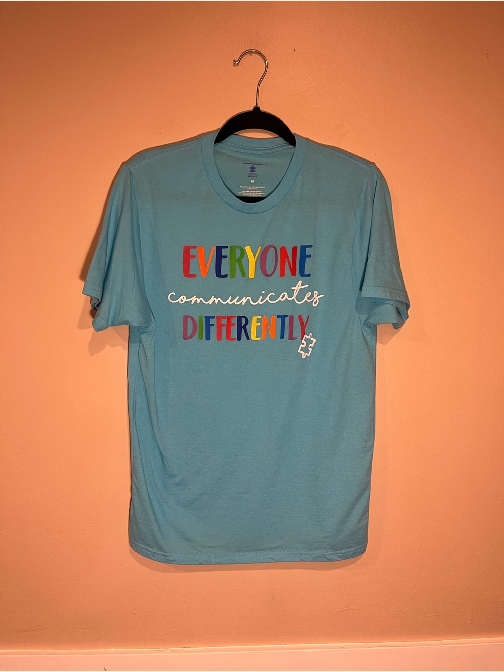 Autism Awareness Tee - "Everyone Communicates Differently" size M